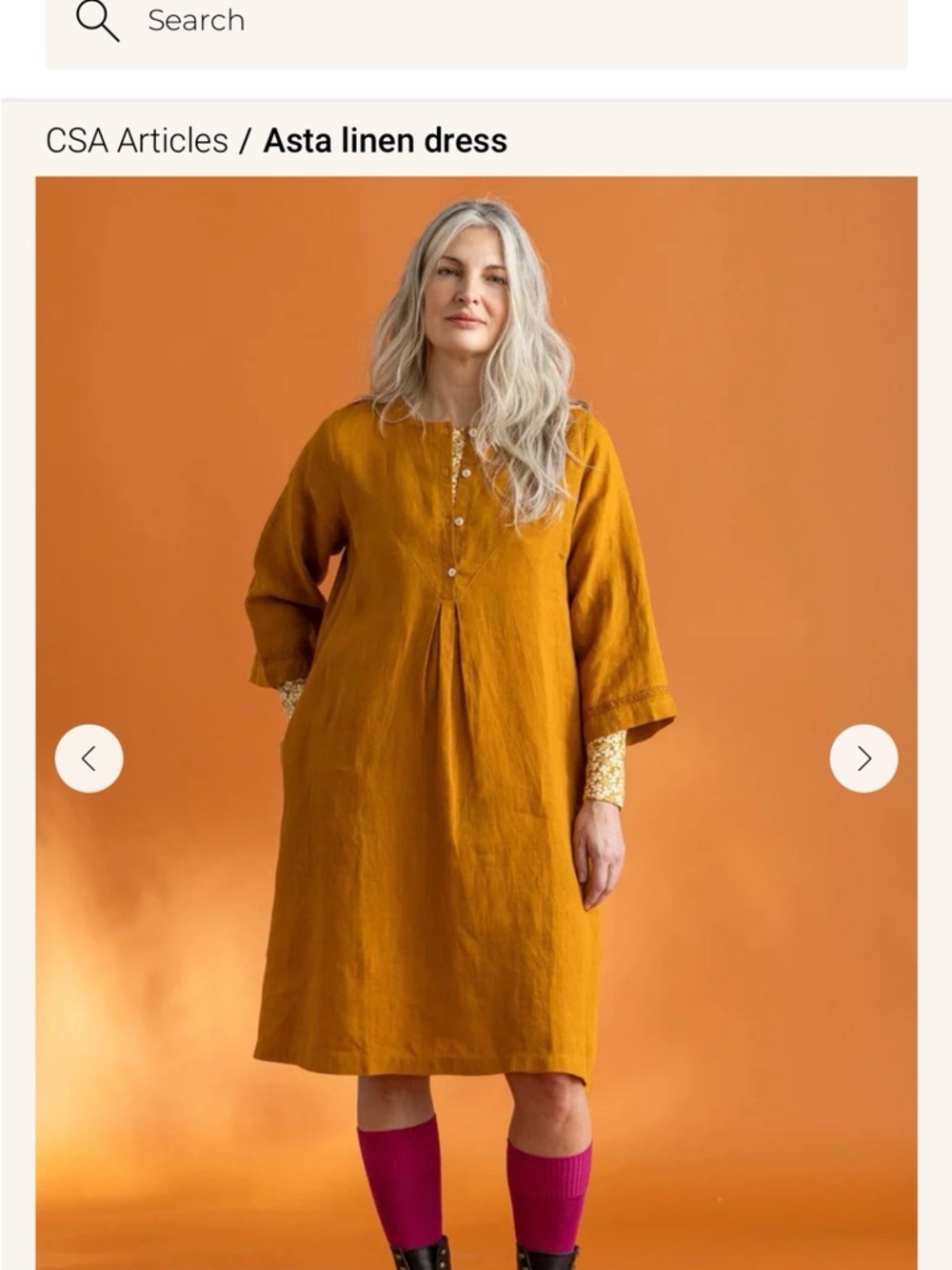 Gudrun Sjoden mustard long-sleeve linen dress